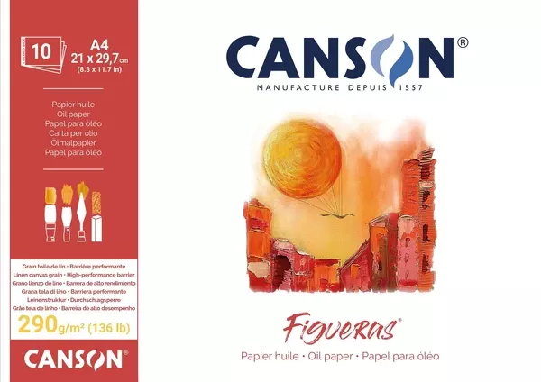 Canson Figueras na olejové barvy(lepený) - 290 g, 10 listů - varianty - Figueras, lepený - A4