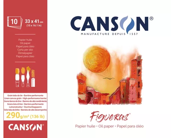 Canson Figueras na olejové barvy(lepený) - 290 g, 10 listů - varianty - Figueras, lepený - 33 x 41 cm