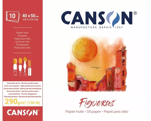 Canson Figueras na olejové barvy(lepený) - 290 g, 10 listů - varianty - Figueras, lepený - 40 x 50 cm