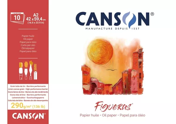 Canson Figueras na olejové barvy(lepený) - 290 g, 10 listů - varianty - Figueras, lepený - A2