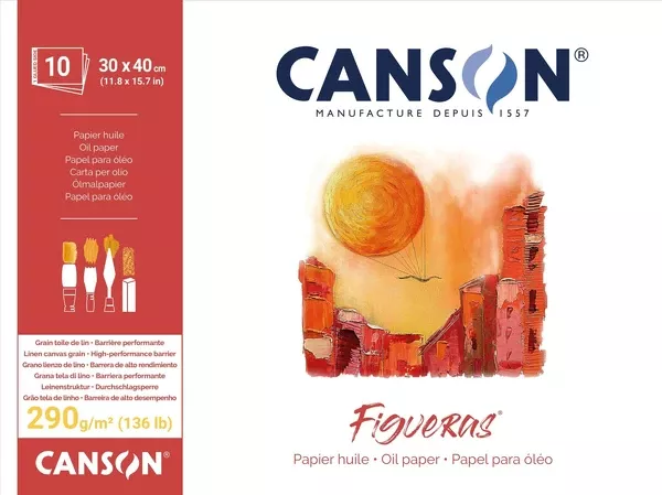 Canson Figueras na olejové barvy(lepený) - 290 g, 10 listů - varianty - Figueras, lepený - 30 x 40 cm