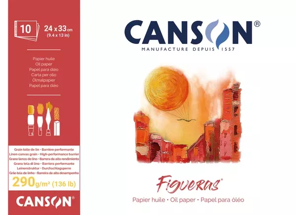 Canson Figueras na olejové barvy(lepený) - 290 g, 10 listů - varianty - Figueras, lepený - 24 x 33 cm