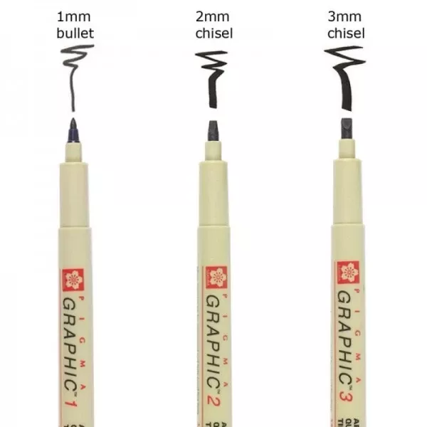 Pigma Graphic, Plochý - varianty - Pigma Graphic, Plochý hrot 2,0 mm Sakura