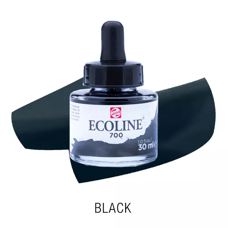 Ecoline akvarelový inkoust 30ml - Black 700