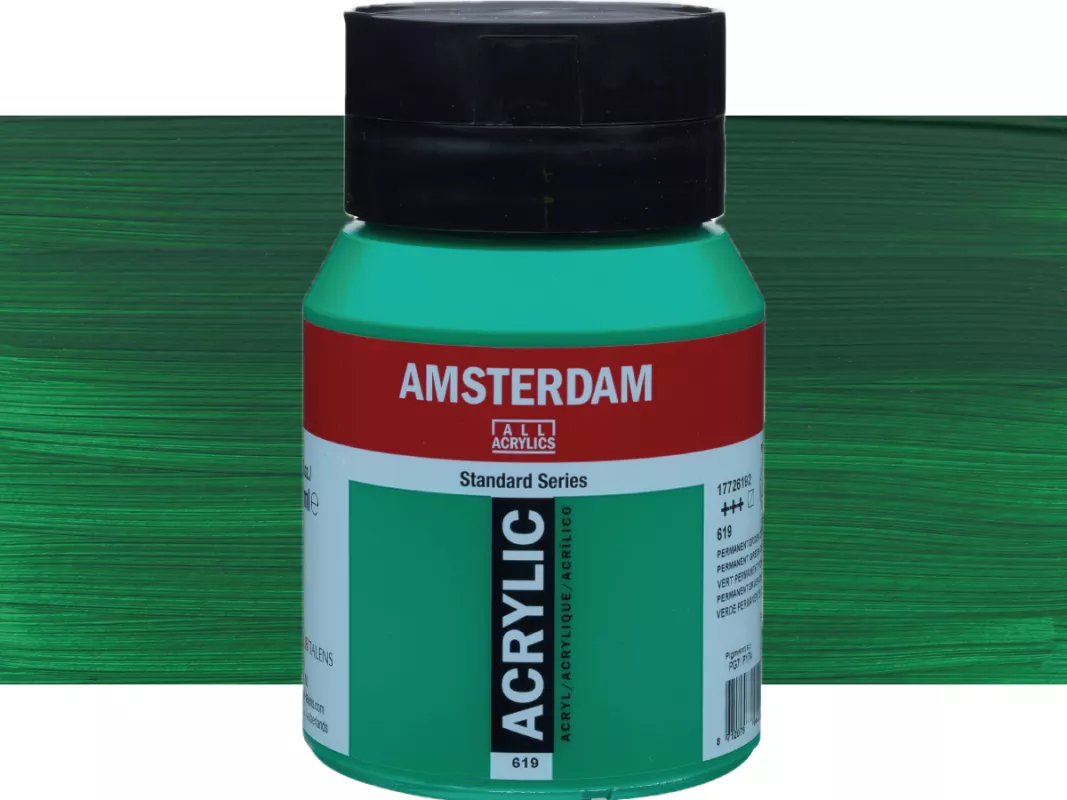 Akrylové barvy Amsterdam 500ml - varianty - 619 Perm. Green Deep