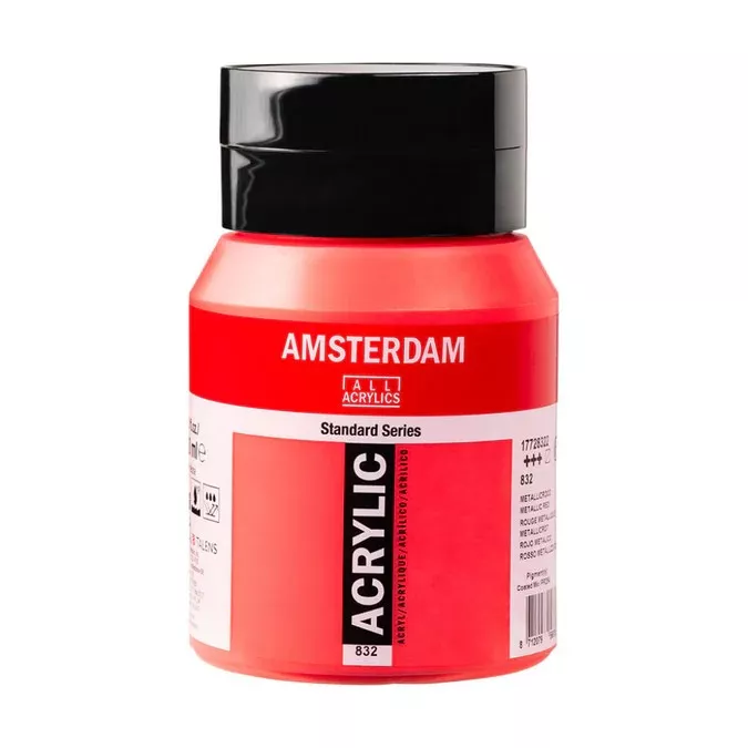 Akrylové barvy Amsterdam 500ml - varianty - 832 Metallic Red