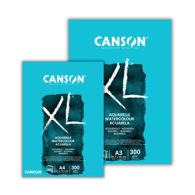Lepené akvarelové skicáky Canson XL Aquarelle - varianty | XL Aquarelle, A6 - 50 listů, 300 g/m², XL Aquarelle, A5 - 70 listů, 300 g/m², XL Aquarelle, A4 - 50 listů, 300 g/m², XL Aquarelle, A3 - 30 listů, 300 g/m²