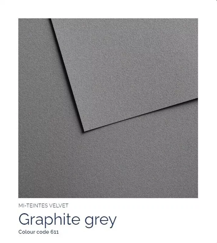 Mi-Teintes VELVET sametový pastel papír 430g 50x65 - varianty - 611 Graphite Grey Canson