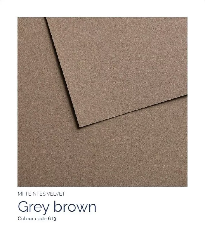 Mi-Teintes VELVET sametový pastel papír 430g 50x65 - varianty - 613 Grey Brown Canson