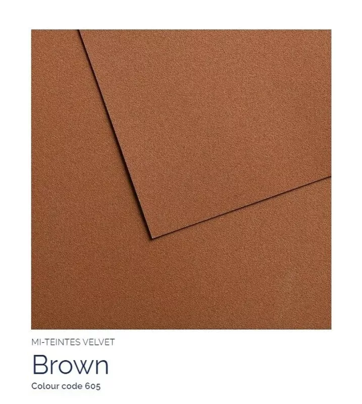 Mi-Teintes VELVET sametový pastel papír 430g 50x65 - varianty - 605 Brown Canson