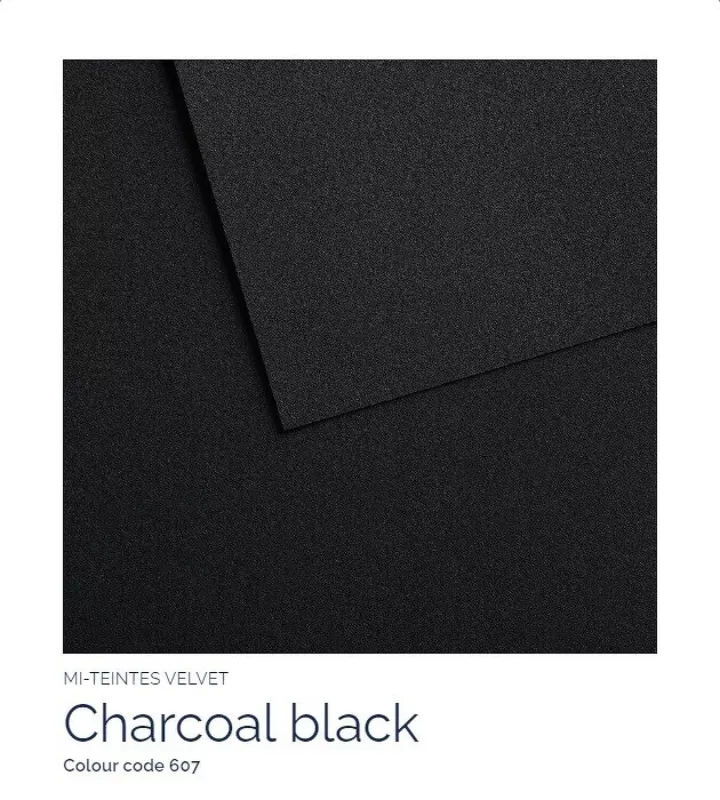 Mi-Teintes VELVET sametový pastel papír 430g 50x65 - varianty - 607 Charcoal Black Canson