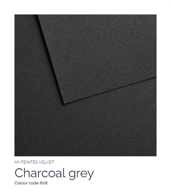 Mi-Teintes VELVET sametový pastel papír 430g 50x65 - varianty - 608 Dark Grey Canson
