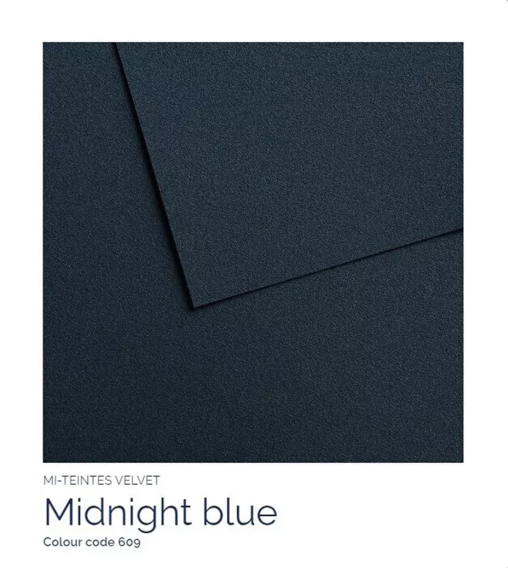 Mi-Teintes VELVET sametový pastel papír 430g 50x65 - varianty - 609 Midnight blue Canson