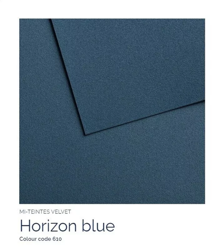 Mi-Teintes VELVET sametový pastel papír 430g 50x65 - varianty - 610 Horizon Blue Canson