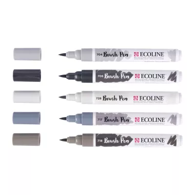 Sada Brush Pen Ecoline 5ks - Šedé odstíny New