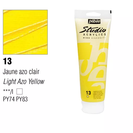 Studio Acrylics Pébéo 100 ml - varianty - 13 Light Azo Yellow Pebeo