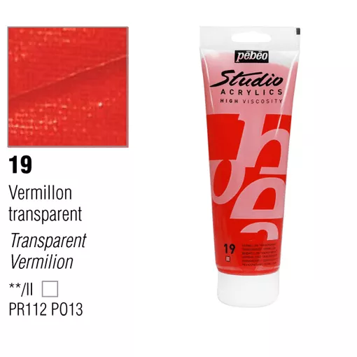Studio Acrylics Pébéo 100 ml - varianty - 19 Transparent Vermilion Pebeo