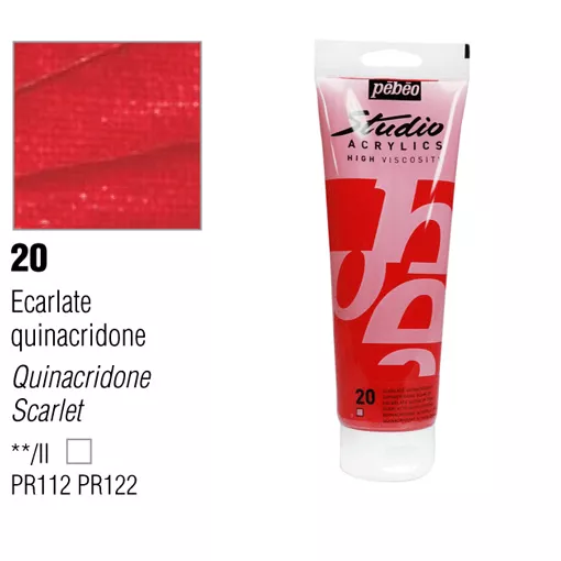 Studio Acrylics Pébéo 100 ml - varianty - 20 Quinacridone Scarlet Pebeo