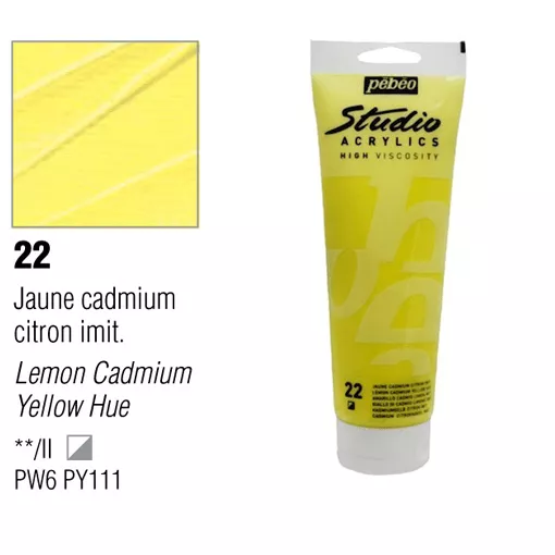 Studio Acrylics Pébéo 100 ml - varianty - 22 Lemon Cadmium Yellow Hue Pebeo