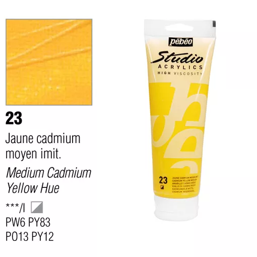 Studio Acrylics Pébéo 100 ml - varianty - 23 Medium Cadmium Yellow Hue Pebeo