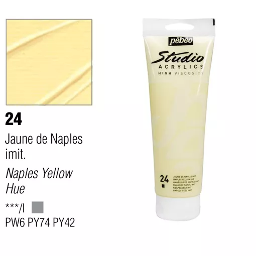 Studio Acrylics Pébéo 100 ml - varianty - 24 Naples Yellow Hue Pebeo