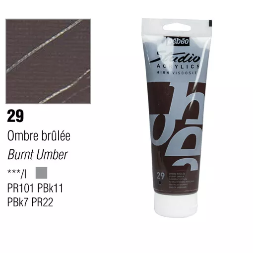 Studio Acrylics Pébéo 100 ml - varianty - 29 Burnt Umber Pebeo