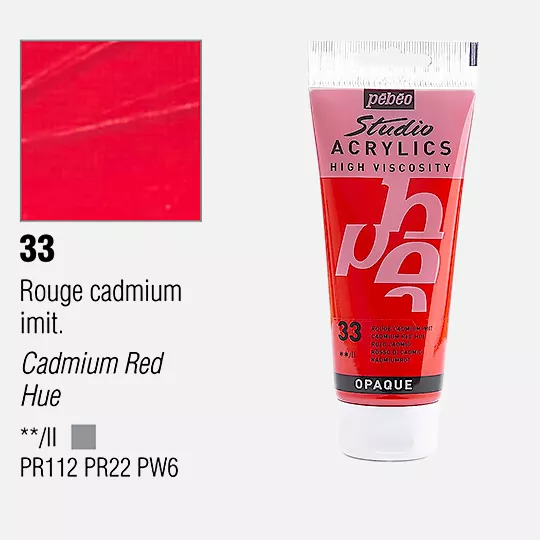 Studio Acrylics Pébéo 100 ml - varianty - 33 Cadmium Red Hue Pebeo
