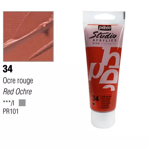 Studio Acrylics Pébéo 100 ml - varianty - 34 Red Ochre Pebeo
