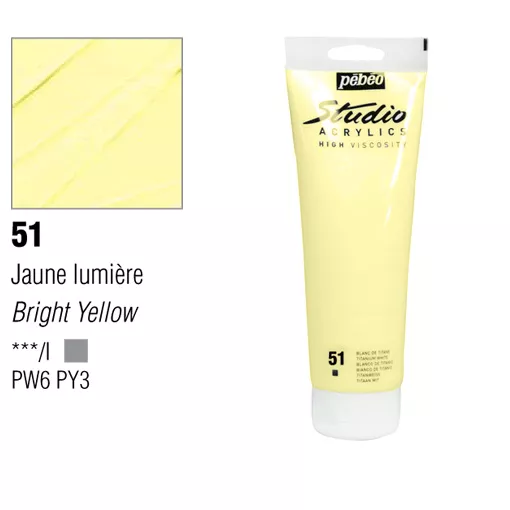 Studio Acrylics Pébéo 100 ml - varianty - 51 Bright Yellow Pebeo
