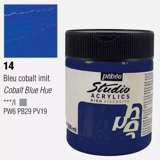 Studio Acrylics Pébéo 500 ml - varianty - 14 Opaque Cobalt Blue Hue Pebeo