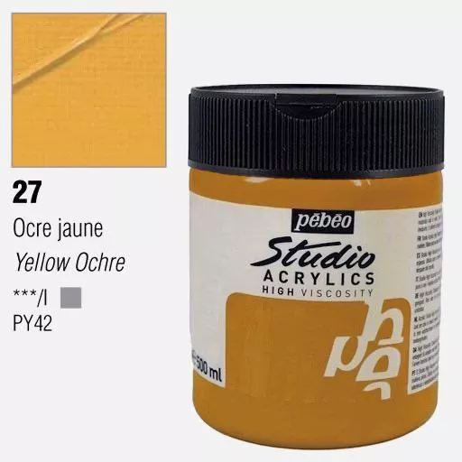 Studio Acrylics Pébéo 500 ml - varianty - 27 Yellow Ochre Pebeo