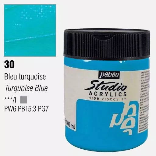 Studio Acrylics Pébéo 500 ml - varianty - 30 Turquoise Blue Pebeo