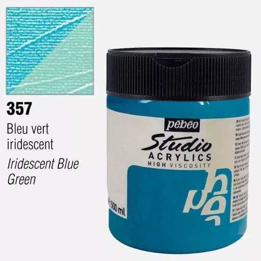 Studio Acrylics Pébéo 500 ml - varianty - 357 Iridescent Blue-Green Pebeo