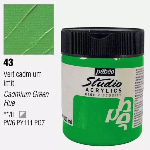 Studio Acrylics Pébéo 500 ml - varianty - 43 Cadmium Green Hue Pebeo