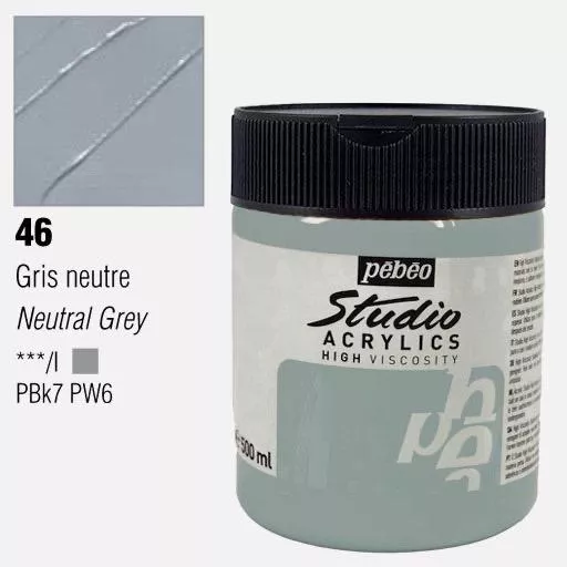 Studio Acrylics Pébéo 500 ml - varianty - 46 Neutral Grey Pebeo