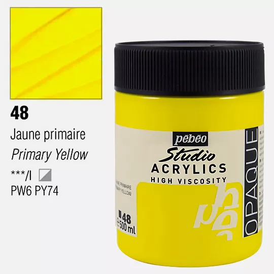 Studio Acrylics Pébéo 500 ml - varianty - 48 Opaque Primary Yellow Pebeo