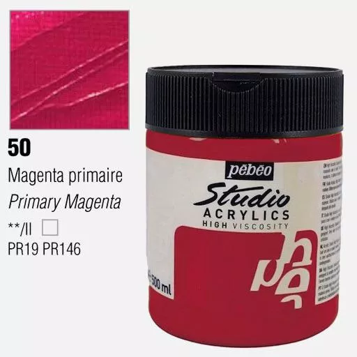 Studio Acrylics Pébéo 500 ml - varianty - 50 Primary Magenta Pebeo