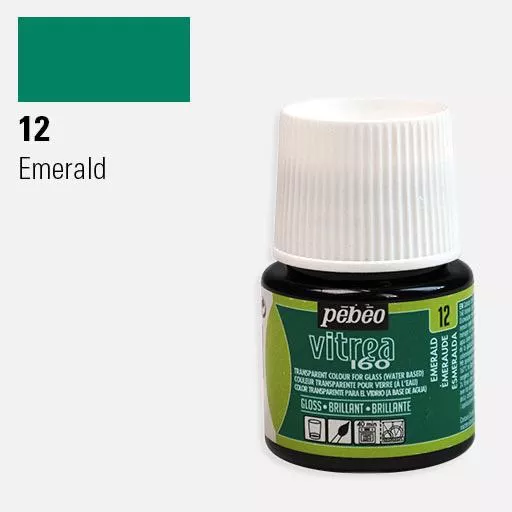 VITREA - vypalovací barvy na sklo (Pébéo) 45ml - jednotlivé odstíny - Smaragdově zelená 12 Pebeo