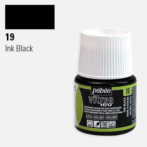 VITREA - vypalovací barvy na sklo (Pébéo) 45ml - jednotlivé odstíny - Černá 19 Pebeo