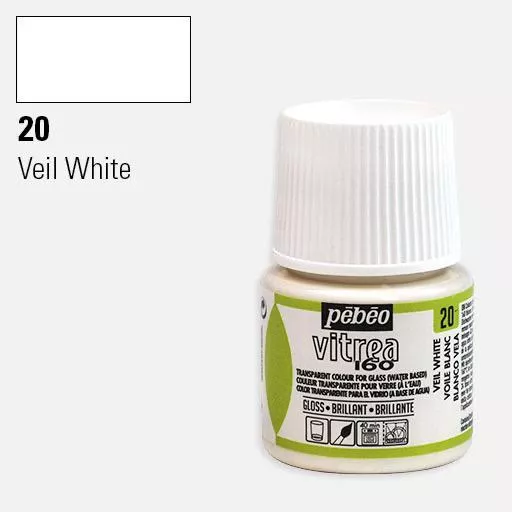 VITREA - vypalovací barvy na sklo (Pébéo) 45ml - jednotlivé odstíny - Bílá 20 Pebeo