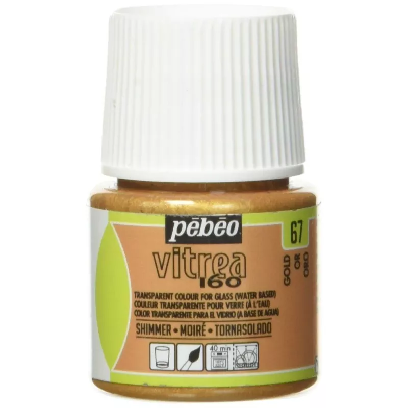 VITREA - vypalovací barvy na sklo (Pébéo) 45ml - jednotlivé odstíny - Zlatá třpytivá 67 Pebeo