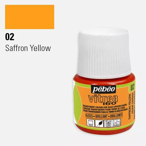 VITREA - vypalovací barvy na sklo (Pébéo) 45ml - jednotlivé odstíny - Žlutá Safron 02 Pebeo
