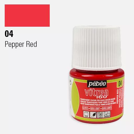VITREA - vypalovací barvy na sklo (Pébéo) 45ml - jednotlivé odstíny - Červená paprika 04 Pebeo