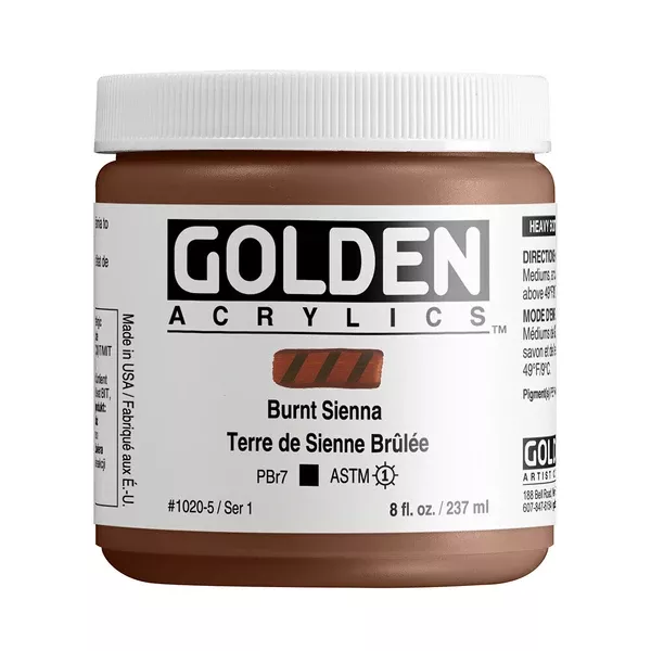 Akrylová barva Golden HEAVY BODY 237 ml - varianty - Burnt Sienna 1020