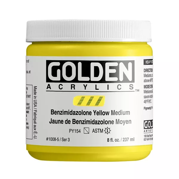 Akrylová barva Golden HEAVY BODY 237 ml - varianty - Benzimidazolone Yellow Medium 1008