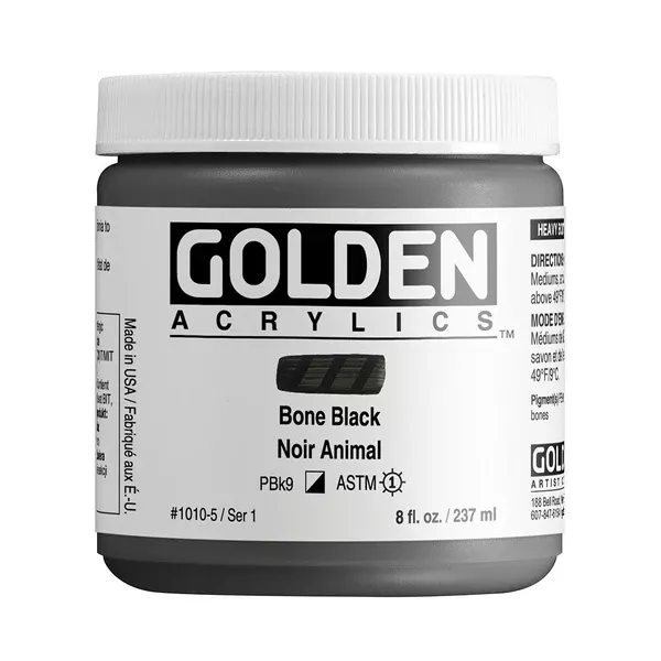Akrylová barva Golden HEAVY BODY 237 ml - varianty - Bone Black 1010