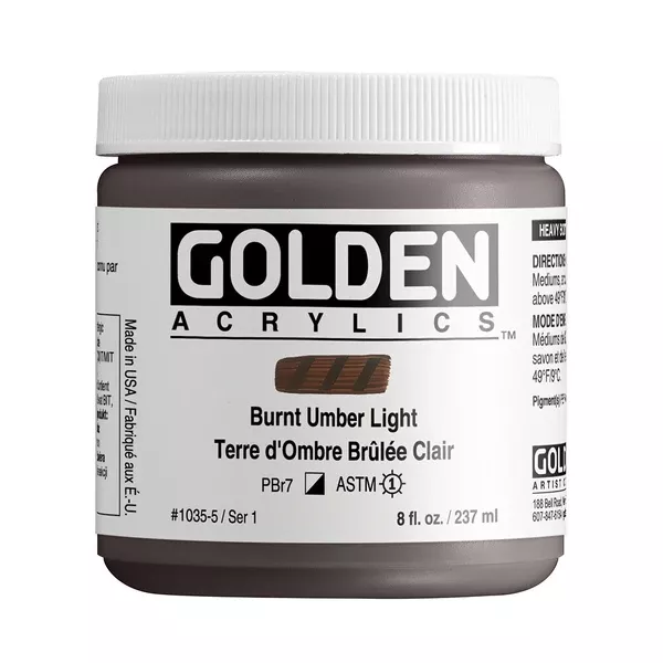 Akrylová barva Golden HEAVY BODY 237 ml - varianty - Burnt Umber Light 1035