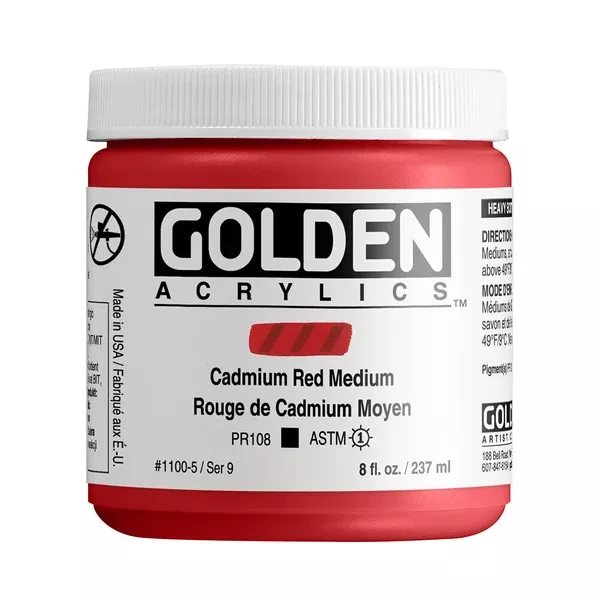 Akrylová barva Golden HEAVY BODY 237 ml - varianty - Cadmium Red Medium 1100