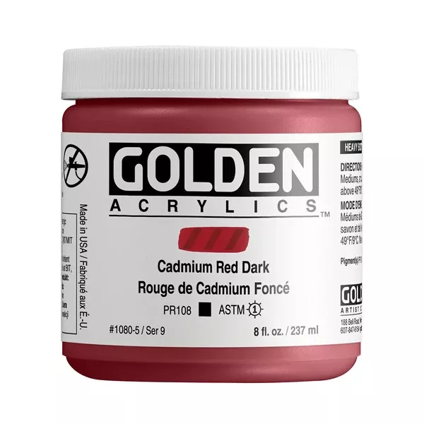 Akrylová barva Golden HEAVY BODY 237 ml - varianty - Cadmium Red Dark 1080