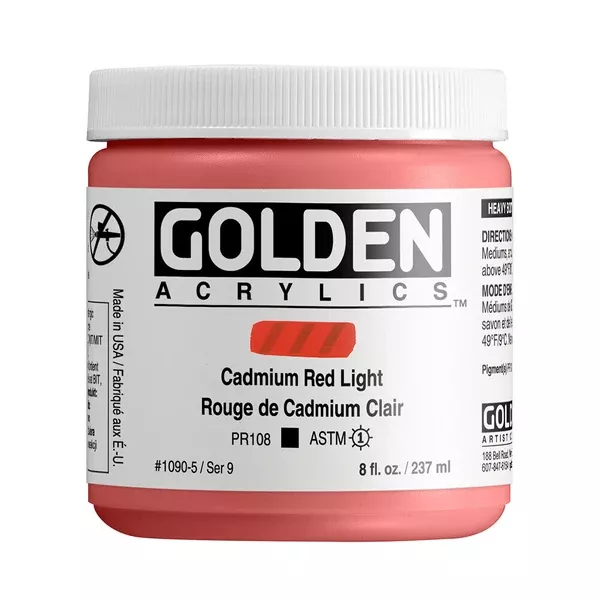 Akrylová barva Golden HEAVY BODY 237 ml - varianty - Cadmium Red Light 1090